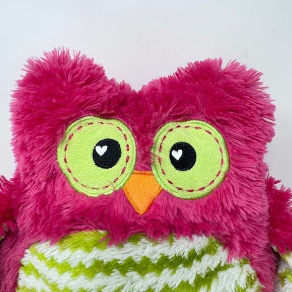 Dan Dee Collector's Choice Owl Plush Pink Green White Chevron Heart Shaped Eyes - Picture 2 of 12